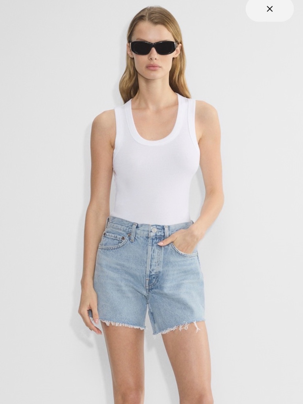 Aritzia Light Blue Mid-High-Rise Denim Jean Shorts